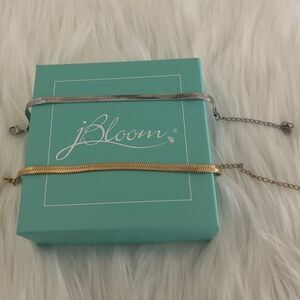SET OF 2, jBloom Josie Herringbone Bracelets - Gold & Silver Stainless